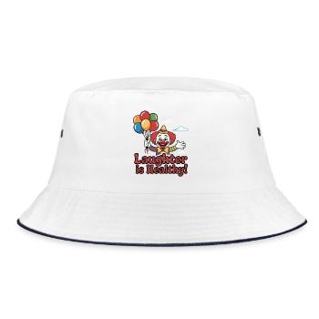 Vintage Zirkusclown Lachen T-Shirt - Bucket Hat - Weiß/Navy - Vorne