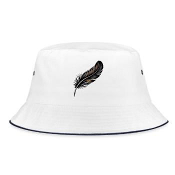 Elegant Black and Gold Feather Design - Bucket Hat - white/navy - Front