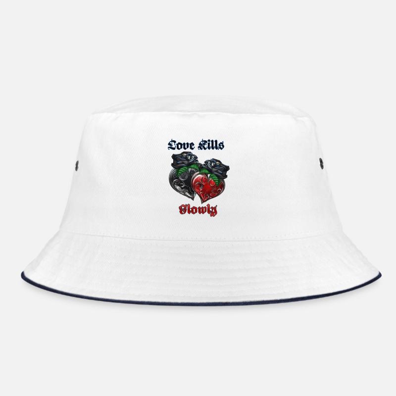 Liebe im Gothic Stil mit Herzen und Rosen Bucket Hat