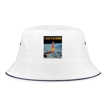 Space celebration with wine bottle - Bucket Hat - white/navy - Front