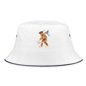Lustiges Piraten Bigfoot Schwert Papagei Abenteuer - Bucket Hat - Weiß/Navy - Vorne
