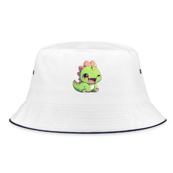 Dino Saurier Dinosaurier - Bucket Hat - Weiß/Navy - Vorne
