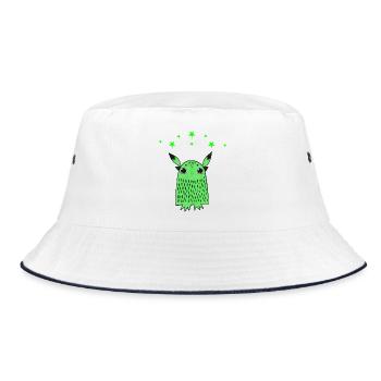 Gentle Green Monster with Stars - Bucket Hat - white/navy - Front