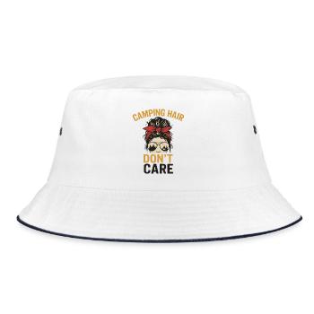 Camping Hair - No Care Illustration - Bucket Hat - Weiß/Navy - Vorne