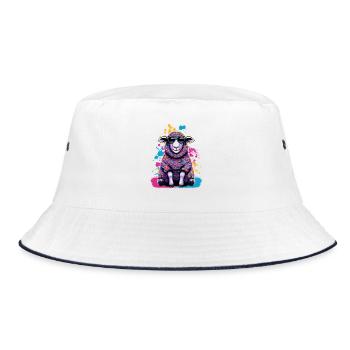 Landwirt Schafsbauer Bauernhof Schaf Motiv - Bucket Hat - Weiß/Navy - Vorne