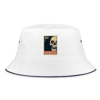 Skull Stamp Look Look Hello - Bucket Hat - white/navy - Front