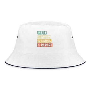 Heating Engineer Heating Construction Plumber Plumber - Bucket Hat - white/navy - Front