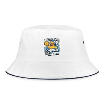 Funny Water Polo Dominate or Drown - Bucket Hat - white/navy - Front