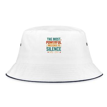 Silent Power Motivational Quote Design - Bucket Hat - white/navy - Front