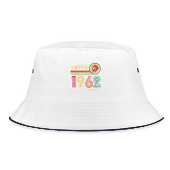 Retro 1970s Vibe Design - Bucket Hat - white/navy - Front
