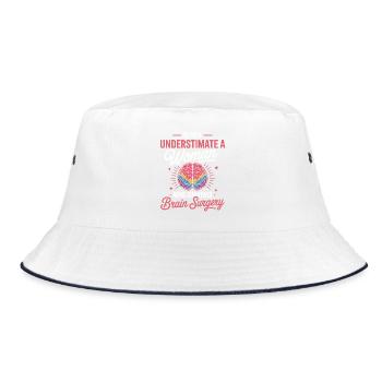 Stärke der Frauen Gehirn Chirurgie Motiv - Bucket Hat - Weiß/Navy - Vorne
