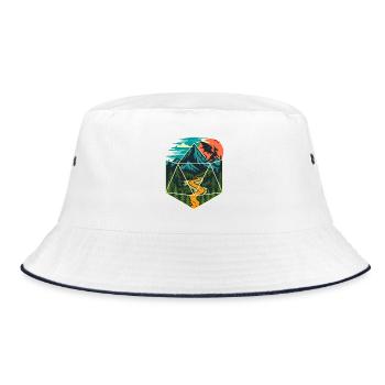 D20 Dice World Fantasy Universe Tabletop Gamer Art - Bucket Hat - white/navy - Front