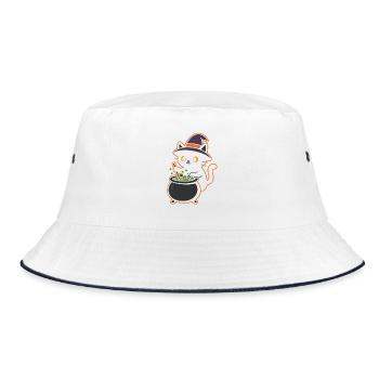 Cat Witch Potion Magic Design - Bucket Hat - white/navy - Front