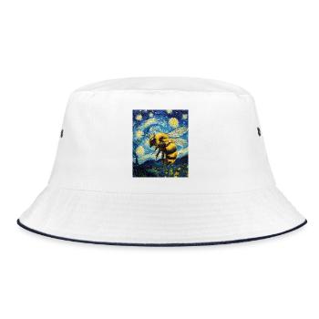 Abeille style Van Gogh Nuit étoilée - Bob - blanc/marine - Devant