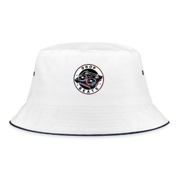 Drop Beat Plattenspieler Illustration - Bucket Hat - Weiß/Navy - Vorne