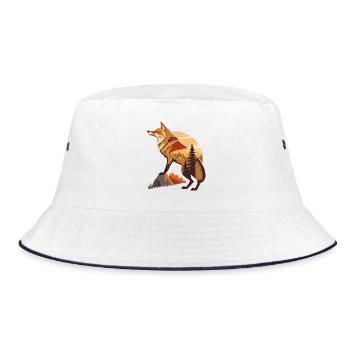 Wald Landschaft mit Fuchs Natur Fuchs Tiere  - Bucket Hat - Weiß/Navy - Vorne