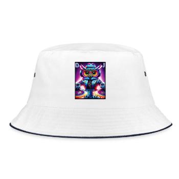 OWL DJ - Bucket Hat - white/navy - Front