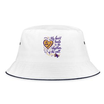 Mein Herz schlägt im Rhythmus des Calls - Bucket Hat - Weiß/Navy - Vorne