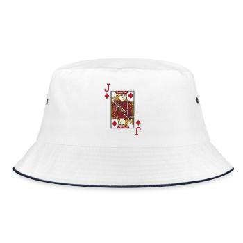 Bube Karte Karo - Bucket Hat - Weiß/Navy - Vorne