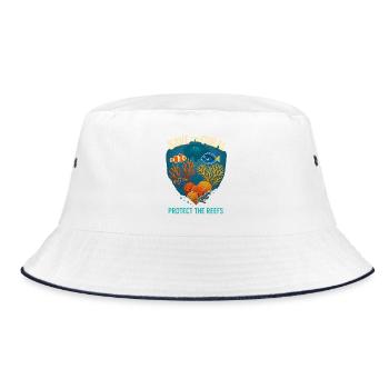 Save the corals Protect the reefs - Bucket Hat - white/navy - Front