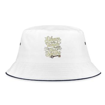 Silence – God Speaks Design - Bucket Hat - Weiß/Navy - Vorne