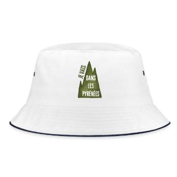 Ich gehe in die Pyrenäen - Green Mountain - Bucket Hat - Weiß/Navy - Vorne