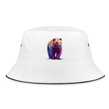 Colorful bear as digital print - Bucket Hat - white/navy - Front