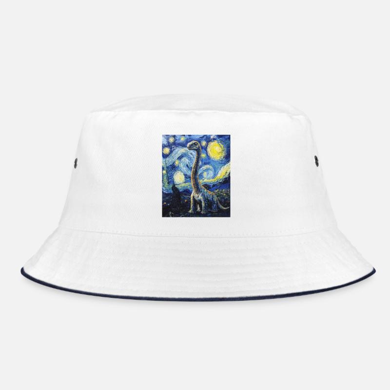 Brachiosaurus Dino Van Gogh Style Starry Bucket Hat