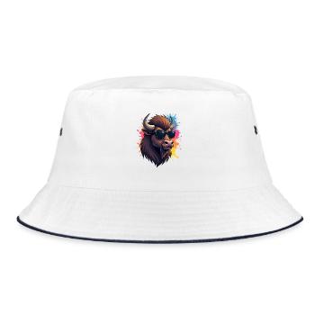 Bison cool avec des lunettes de soleil - Bob - blanc/marine - Devant