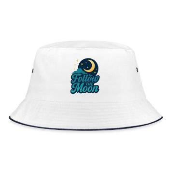 Night Sky with Moon and Stars - Bucket Hat - white/navy - Front