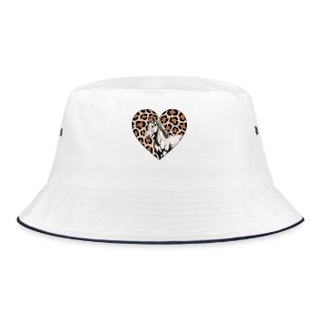 Leopard heart with horse - Bucket Hat - white/navy - Front
