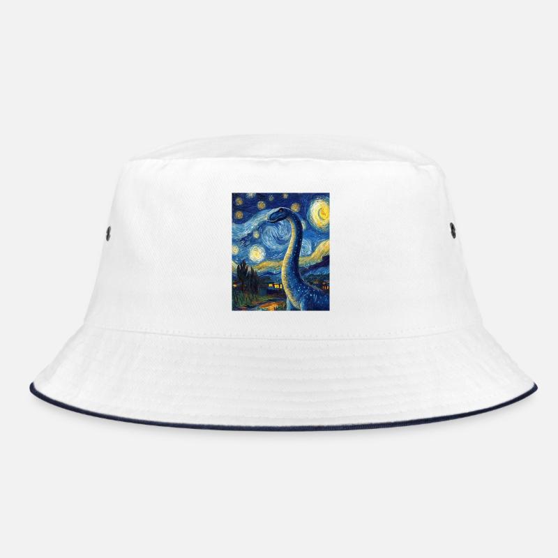Brachiosaurus Dino Van Gogh Style Starry Bucket Hat
