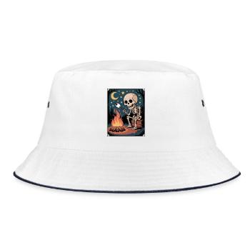  Skeleton Eating Smores Hiker Camper Halloween - Bucket Hat - Weiß/Navy - Vorne