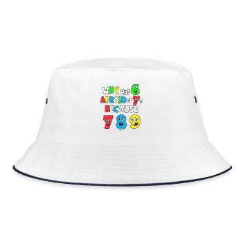 Wunderliches buntes Alphabet- und Zahlendesign - Bucket Hat - Weiß/Navy - Vorne