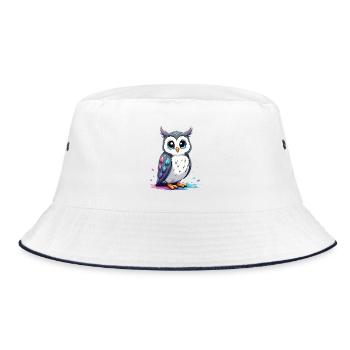 Cute Manga Owl Art for Kids - Bucket Hat - white/navy - Front