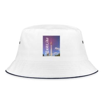 Berlin TV Tower Neon Design - Bucket Hat - white/navy - Front