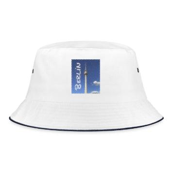 Berlin TV Tower Neon Design - Bucket Hat - white/navy - Front