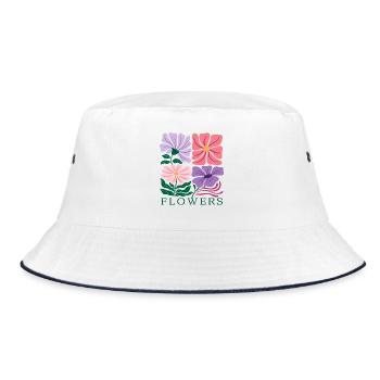 Motif floral avec des fleurs pastel - Bob - blanc/marine - Devant