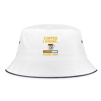 Coffee Loading… Please Wait - Bucket Hat - Weiß/Navy - Vorne