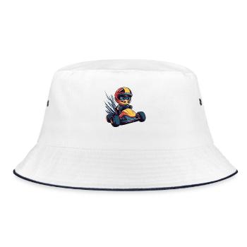 Racing driver child motif - Bucket Hat - white/navy - Front