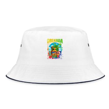Tropical beach with Grenada motif - Bucket Hat - white/navy - Front