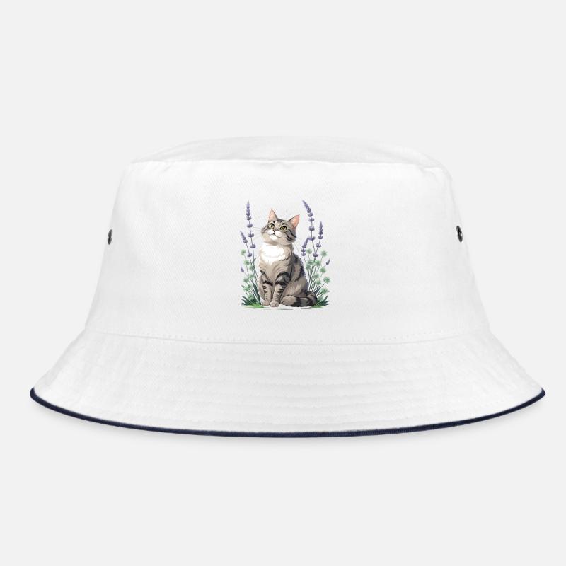 Elegant cat with lavender and clover Bucket Hat