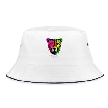 Gepard Cheetah Raubkatze Katzen Liebhaber Geparden - Bucket Hat - Weiß/Navy - Vorne