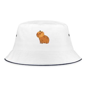 Capybara mignon et drôle avec un chapeau de citrouille pour Halloween - Bob - blanc/marine - Devant