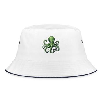 Unterwasser Kraken Illustration - Bucket Hat - Weiß/Navy - Vorne