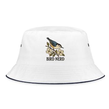 Elegant Blue-Black Songbird Bird Nerd - Bucket Hat - white/navy - Front
