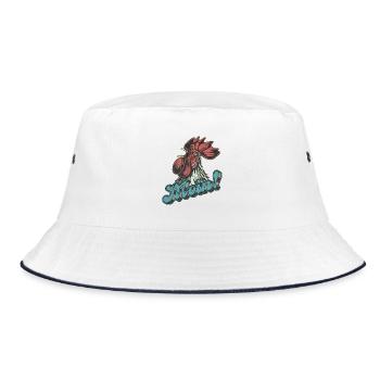 Moin! Der Hahn weckt den Norden - Bucket Hat - Weiß/Navy - Vorne