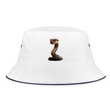 Schlange Python Kobra Klapperschlange Schlangen - Bucket Hat - Weiß/Navy - Vorne