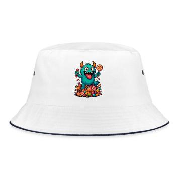 Playful troll artwork with sweets - Bucket Hat - white/navy - Front