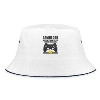 Gamer Papa XP T-Shirt - Bucket Hat - Weiß/Navy - Vorne